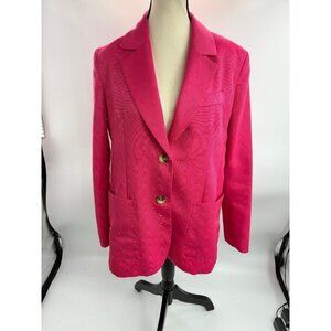 Topshop Womens 6 Hot Pink Blazer Jacket 80s Style Oversized Pockets Button Front